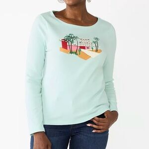 BNIP Croft & Barrow Size 4X Long Sleeve The Classic Tee Warm Wishes MCM